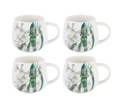 Maxwell & Williams 4er-Set – 4 × DX1302 Becher 400 ml GOLDEN SUMMER Eukalyptus, Porzellan, in Geschenkbox (DX1302)