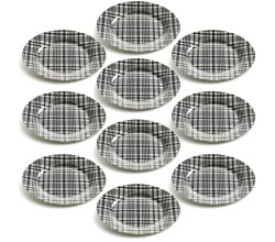 10er SET Teller Ø 19,5 cm ART DECO - Glencheck - aus Bone China Porzellan