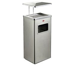 WESCO 153834-47 Standascher mit Dach EDELSTAHL MATT inklusive Abfallvolumen 19 Liter / Mülleimer / Ascher