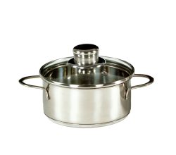 Karl Krüger 2212GL Mini Bratentopf SATURN aus Edelstahl mit Glasdeckel 12 cm, Inhalt 0,5 Liter / Kochtopf