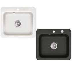 Flächenbündige KeraDomo Spüle JUNA 57 F von Systemceram / Keramikspüle