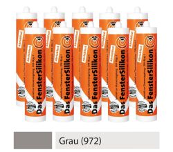 10er SET PTW Silikon neutralvernetzend und abriebfest - GRAU (972) / Dichtstoff / Silicon / Fugensilikon