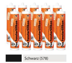 10er SET PTW Silikon neutralvernetzend und abriebfest - SCHWARZ (578) / Dichtstoff / Silicon / Fugensilikon