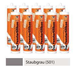 10er SET PTW Silikon neutralvernetzend und abriebfest - STAUBGRAU (501) / Dichtstoff / Silicon / Fugensilikon