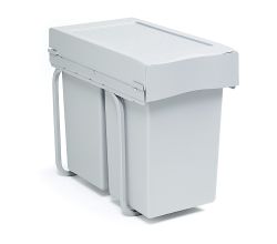 Abfallsorter alugrau mit Vollauszug 30 Liter (2x15) ab 30 cm Schrankbreite