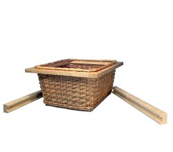 Weidenkorb mit Führungsschienen für 50er Schrankbreite / Auszugskorb / Schrankkorb