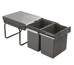 SortoLine BASSO Abfallsorter niedrig 32 (2x16) Liter mit Vollauszug ab 40 cm Schrankbreite / Abfallsorter