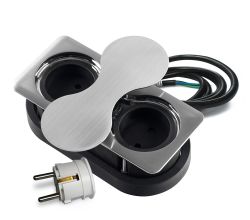 THEBO 2-fach Einbausteckdose ST 09 E mit drehbarer Abdeckung IP20 / Verteilerdose