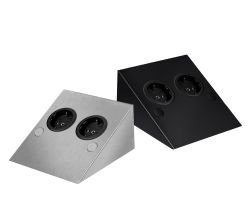 THEBO ST/2 889 SI Steckdosenelement 2-fach mit Schuko-Steckdosen / Edelstahl-Steckdosenleiste / Steckdosen / Winkelsteckdosen