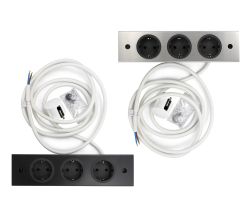 THEBO 3-fach Unterbausteckdose ST 3002 in EDELSTAHL oder SCHWARZ / THEBO Licht / Steckdosen / Schukostecker