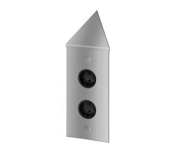 THEBO 2-fach Energie-Ecksäule STS 3007-2C in Edelstahl mit Minischalter / Ecksteckdosen / Steckdosenleiste / Steckdosen