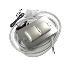 THEBO ST 3020 ST/2 LED Steckdosenelement EDELSTAHL mit LED Hintergrundeleuchtung und Klappdeckel / Schukosteckdosen / Klappdeckel