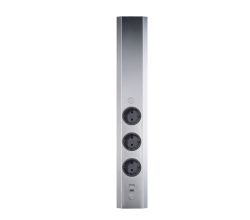 Energiesäule ST 3061/3 USB A+C in EDELSTAHL mit 3 Steckplätzen und USB A+C Charger / Mehrfachsteckdose
