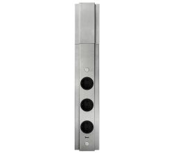 Energie-Ecksäule ST 3072/3 USB in EDELSTAHL mit 3 Steckplätzen / Mehrfachsteckdose / Ecksteckdose
