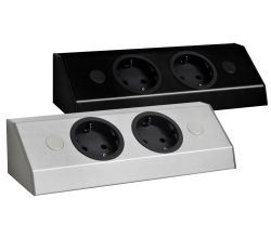 THEBO Energie-Ecksäule ST 3081/200 in EDELSTAHL oder SCHWARZ / Mehrfachsteckdose / Ecksteckdose