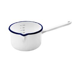 HUSUM Stieltopf 14 cm aus Emaille mit Ausguss und Literskala - 1 Liter / Topf / Karl Krüger