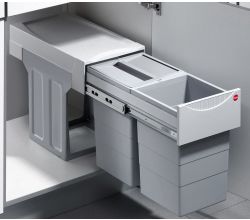 HAILO 3666821 Abfallsorter 30 (2x15) Liter TANDEM ab 30 cm Schrankbreite, hellgrau