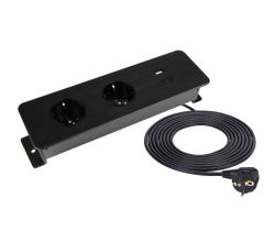 DesignLight Möbel-Einbausteckdose TAOBOX schwarz mit USB A und USB C / Tischsteckdose