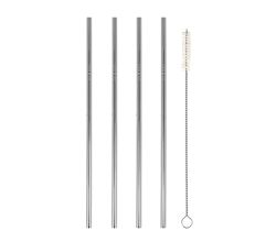 Metaltex 253180000 Trinkhalme INOX 4 Stk. mit Reinigungsbürste / Strohhalme