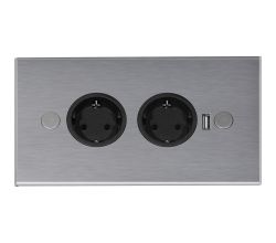 THEBO Steckdosenelement ST 3007/200/2 USB aus Edelstahl / Mehrfachsteckdose