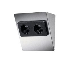 THEBO Type ST/2 889 Edelstahl 2-fach Stekdosenelement / Steckdosenelement / Steckdose / Winkelsteckdose