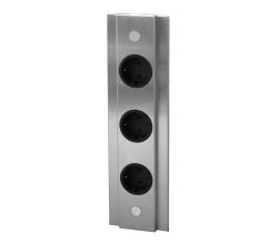 THEBO Energie-Ecksäule ST 3072/320/3 aus Edelstahl mit 3 Steckplätzen / Schuko-Steckdose