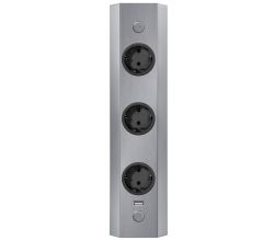 THEBO Energie-Ecksäule ST 3081/320 USB mit drei Schuko-Steckplätzen und USB-Port / Mehrfachsteckdose / Ecksteckdose