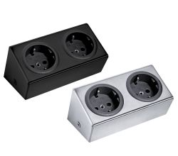 THEBO Steckdosenelement ST 3050 ST/2 in EDELSTAHL oder SCHWARZ / Mehrfachsteckdose