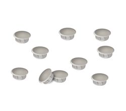 10er SET THEBO Verschlussstopfen - NICKEL matt - für Steckdosen von THEBO mit Schraublöchern / Stopfen