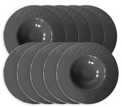 10er SET Risottoteller VESUV 26,5 cm Dunkelgrau - TRATTORIA - aus Porzellan / CreaTable