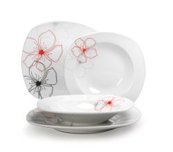 CreaTable Tafelservice TROPICAL FLOWERS 12-tlg aus Porzellan
