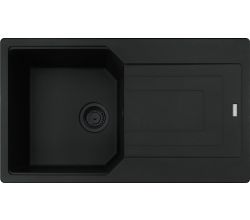 FRANKE Spüle URBAN UBG 611-86 in BLACK MATT - BLACK COLLECTION mit Excenterbedienung Drehknopf Edelstahl / Ausschnittmaß 824 x 464 mm R15 / Granitspüle