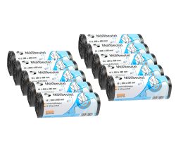 10er SET DEISS 44902 - UNIVERSAL PLUS - 15 Liter Abfallsäcke GRAU - 50 Stk. pro Rolle / Emil Deiss / Müllbeutel