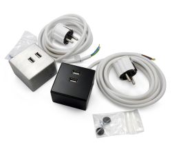 THEBO Aufbau Lade-Port USB 3080/2 in EDELSTAHL oder SCHWARZ / THEBO Licht / USB-Port / Ladestation