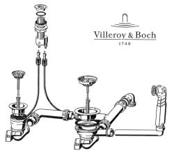 Villeroy & Boch Ab- und Überlaufgarnitur für CISTERNA 6702 mit Excenterbedienung / Ersatzteil / Ventil