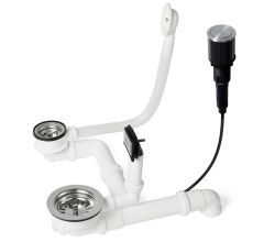 RIEBER Ab- u. Überlaufgarnitur 72100243 für Waterstation cubic 980 mit Druckknopf / Spülenzubehör / Ablaufgarnitur