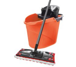 VILEDA Ultramat 2in1 Komplett Set Bodenwischer u. Eimer mit Powerpresse, Coral / Wisch Set