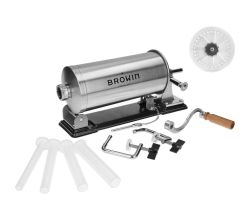 Browin 311003 Waagerechter Wurstfüller 3 kg, Wurstmaschine Wurstfüllmaschine Manuell, Edelstahl, Silber