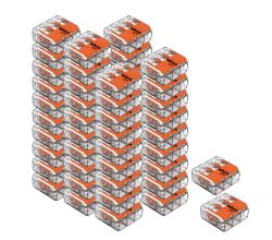 50er SET WAGO 221-413 Spleißverbinder / Verbindungsklemme mit Hebeln