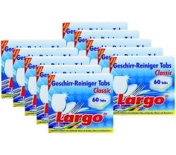 10er SET Largo Geschirr Reinigertabs Classic 60 Tabs à 18 g (1080 g) / Geschirrspülmaschinentabs / Spültabs / Spülmaschinentabs