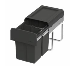 WESCO Abfallsorter CLAP 345 K/300-2 in Anthrazit mit 15 Liter (2x 7,5) Abfallvolumen - ab 30 cm Schrankbreite