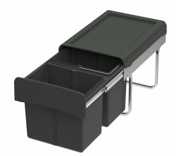 WESCO Abfallsorter CLAP 345 S/450-2 in Anthrazit mit 30 Liter (2x 15) Abfallvolumen - ab 45 cm Schrankbreite