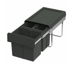 WESCO Abfallsorter CLAP 345 S/450-3 in Anthrazit mit 30 Liter (1x 15 u. 2x 7,5) Abfallvolumen - ab 45 cm Schrankbreite