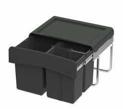 WESCO Abfallsorter CLAP 345 K/500-3 in Anthrazit mit 30 Liter (1x 15 u. 2x 7,5) Abfallvolumen - ab 50 cm Schrankbreite