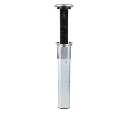DesignLight LIFTBOX Automatisch - ALUMINIUM - mit USB u. Induktionsladegerät / Steckdosenleiste / Schuko-Verteiler