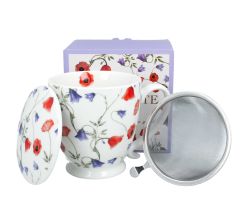 DUO Becher ANGELA mit Fuß, 500 ml, inkl. Deckel und Teesieb, New Bone China Porzellan