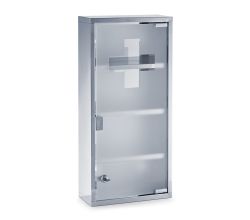 ZELLER 18112 Medizinschrank, Edelstahl/Glas, abschließbar / Arzneimittelschrank