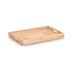 ZELLER 25663 Serviertablett STRIPES aus Gummibaum, 45,7 x 30,5 x 4,5 cm