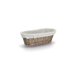 ZELLER Brotkorb 14176 mit Beutel, Weide und Canvas, 33 x 14 x 10 cm