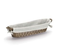 ZELLER Baguette-Korb 14175 mit Beutel, Weide und Canvas, 49 x 14 x 10 cm